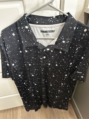 Black Splatter-Print Polo Shirt - Men
